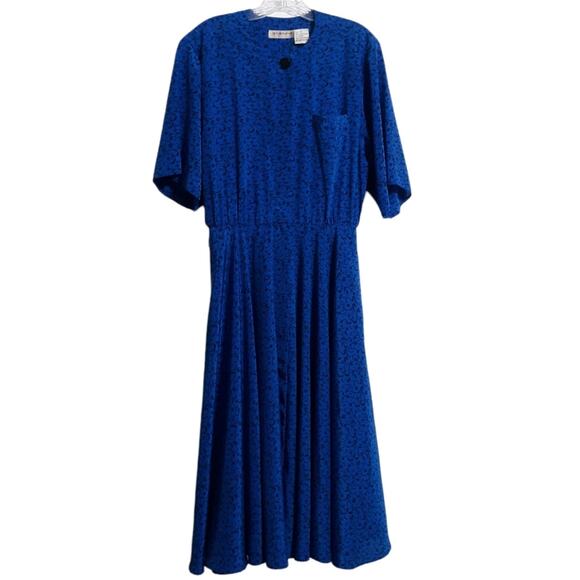 Vintage floral dress sz 12 full skirt button front pockets - Picture 1 of 11